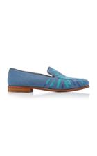 Stubbs & Wootton Leather-trimmed Embroidered Wool Loafers