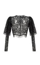 Rasario Embroidered Lace Puffed Sleeve Crop Top