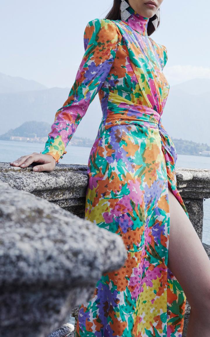 Moda Operandi Alessandra Rich Draped Silk Jacquard Dress Size: 38
