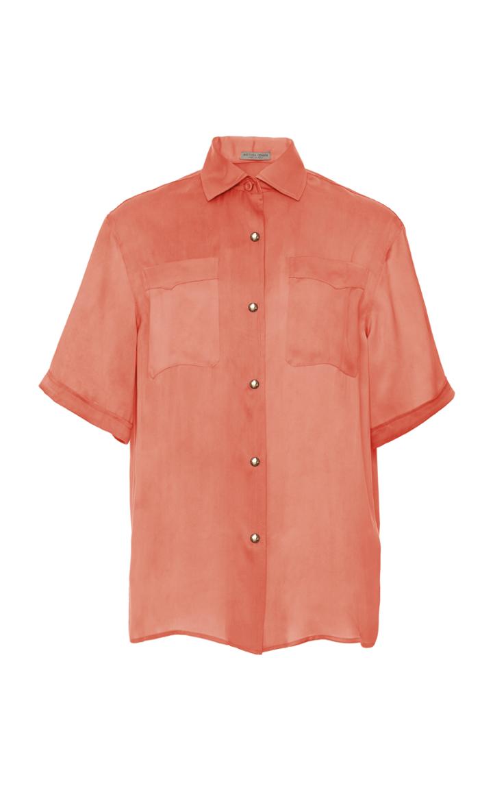 Bottega Veneta Washed Silk Faded Short Sleeve Blouse