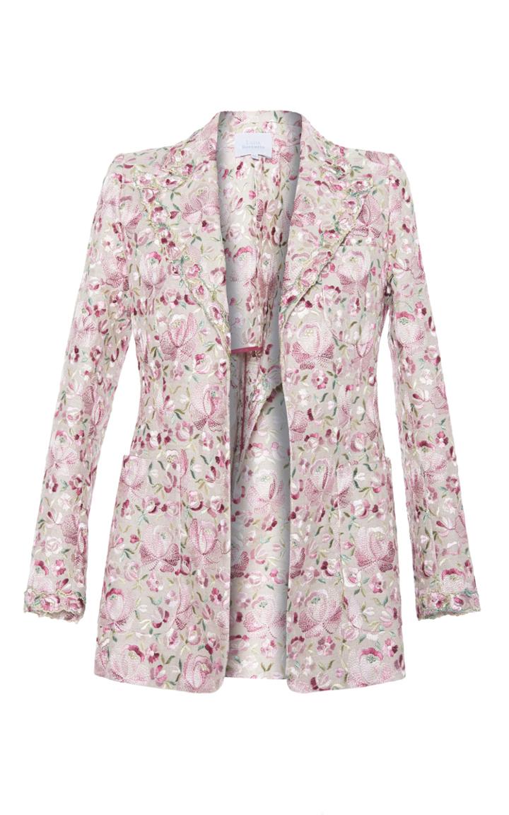 Luisa Beccaria Linen Embroidered Blazer