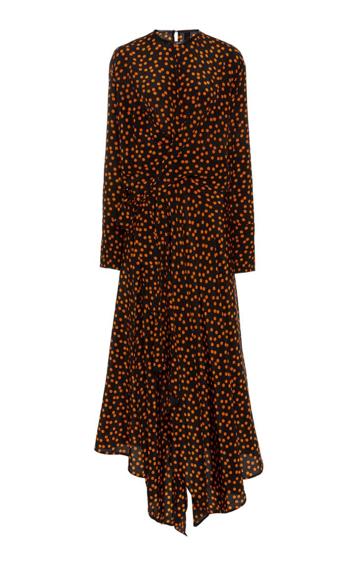 Petar Petrov Draped Polka-dot Print Silk Midi Dress Size: 34