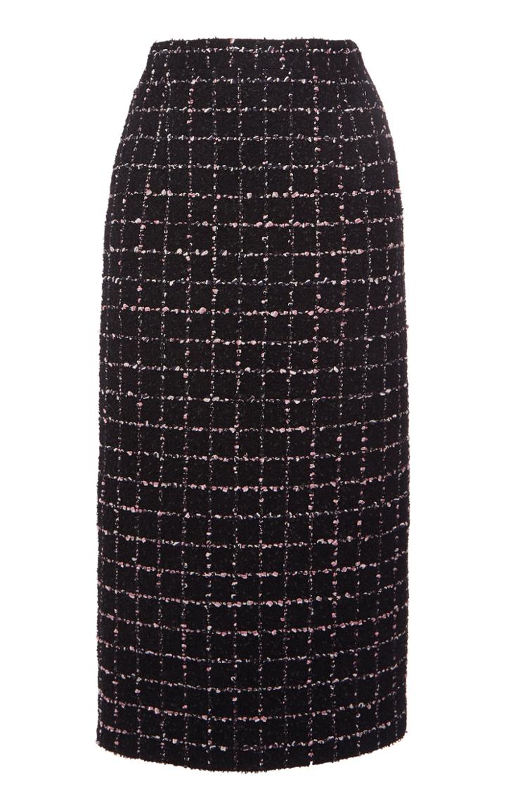 Moda Operandi Alessandra Rich Checked Cotton Blend Tweed Boucl Midi Skirt