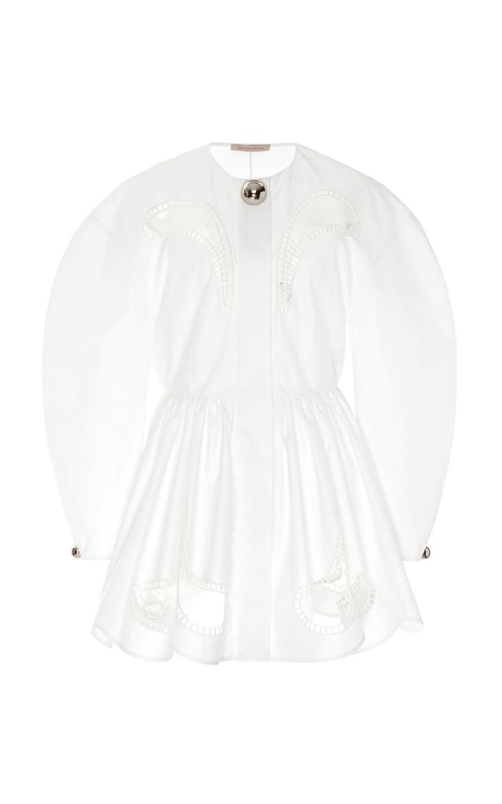 Moda Operandi Christopher Kane Petal Embroidered Gathered Cotton Dress Size: 38