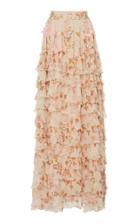 Luisa Beccaria High Waist Chiffon Tiered Maxi Skirt