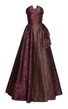 Moda Operandi Lena Hoschek Occident Couture Pleated Paisley Jacquard Strapless Gown