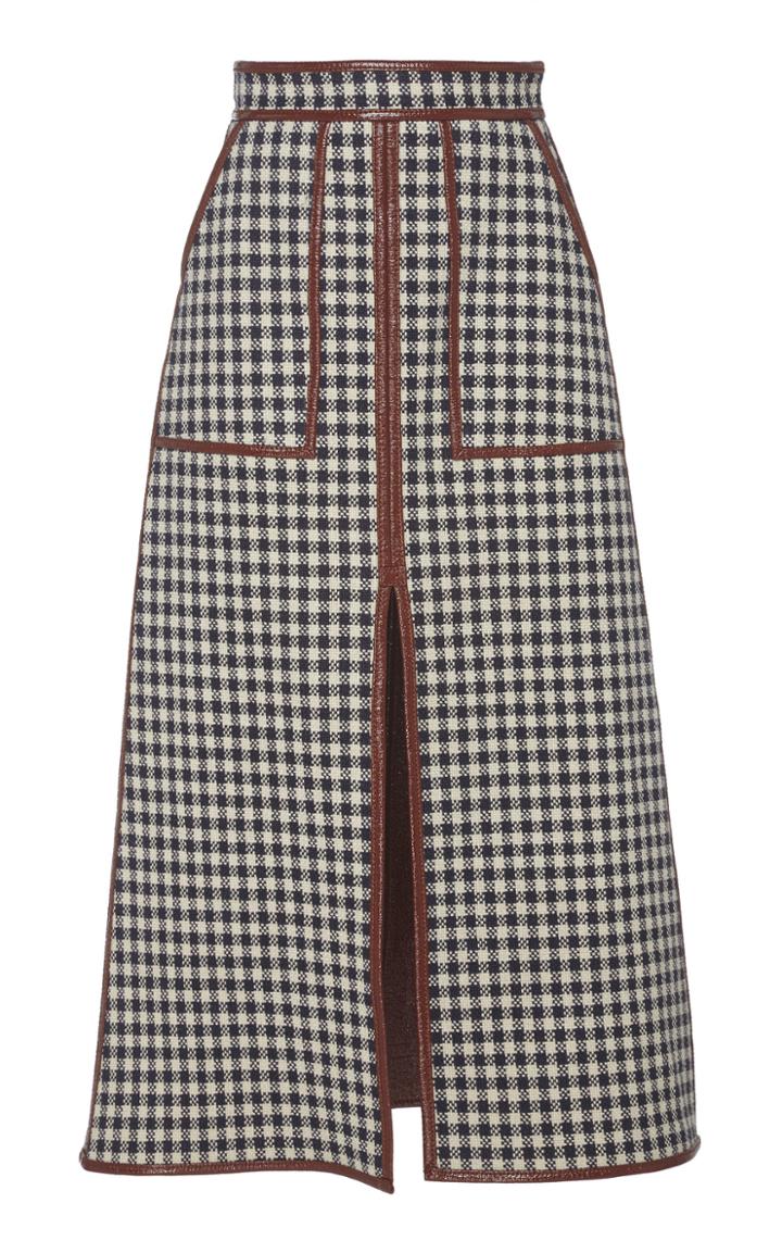 Martin Grant Checked A-line Linen-blend Skirt