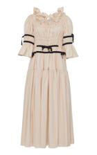 Moda Operandi Molly Goddard Tolley Ribbon-detailed Smocked Cotton Midi Dress Size: 6