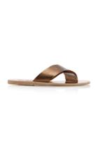 Ancient Greek Sandals Thais Metallic Leather Slides