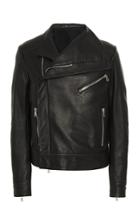 Balmain Leather Jacket With Long Collar