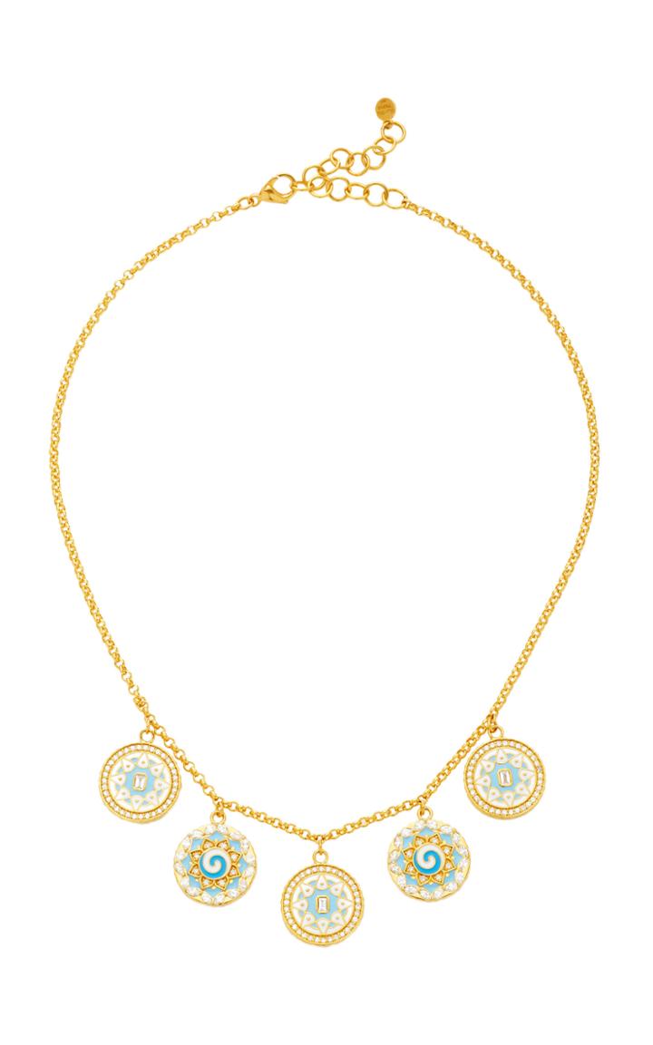 Buddha Mama 20k Sky Blue Enamel Coin Necklace