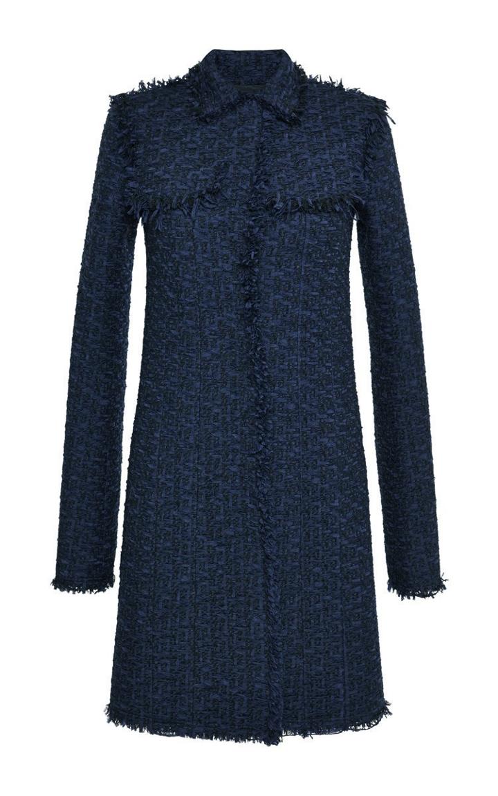 Nina Ricci Black And Navy Tweed Coat