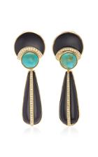Ruth Grieco 18k Gold, Onix And Turquoise Diamond Earrings