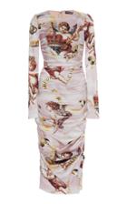 Dolce & Gabbana Cupid Print Long Sleeve Dress