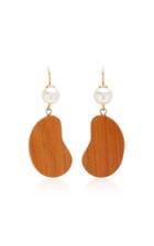 Sophie Monet The Bean Gold-plated, Pearl And Mahogany Wood Earrings