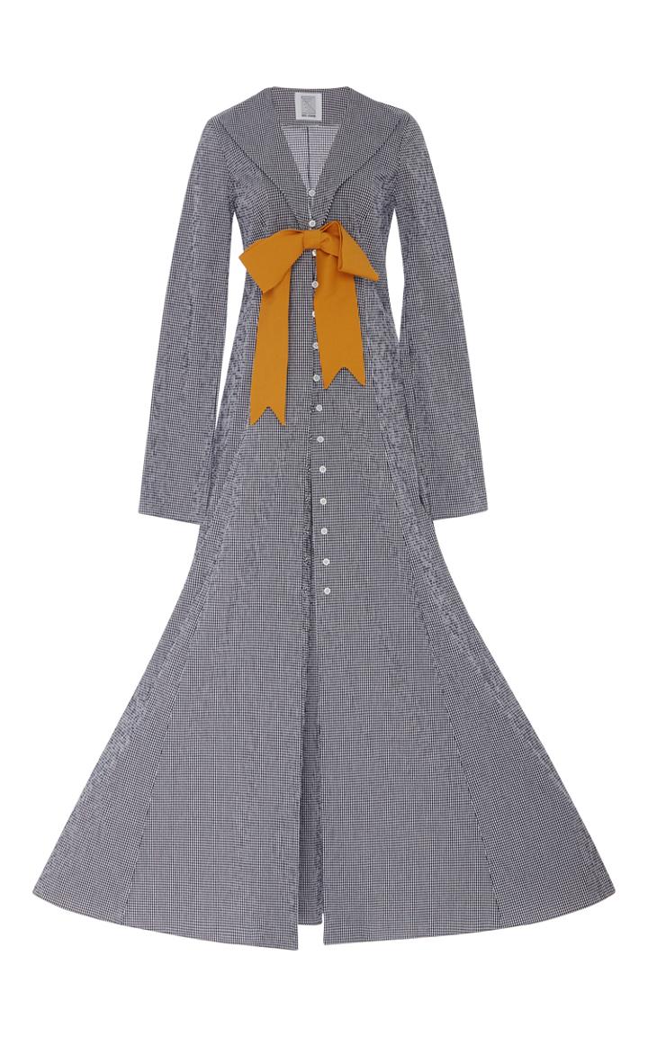 Rosie Assoulin Checked Seersucker Gingham Jacket With Bow