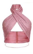 Moda Operandi Balmain Embroidered Silk Halter Top