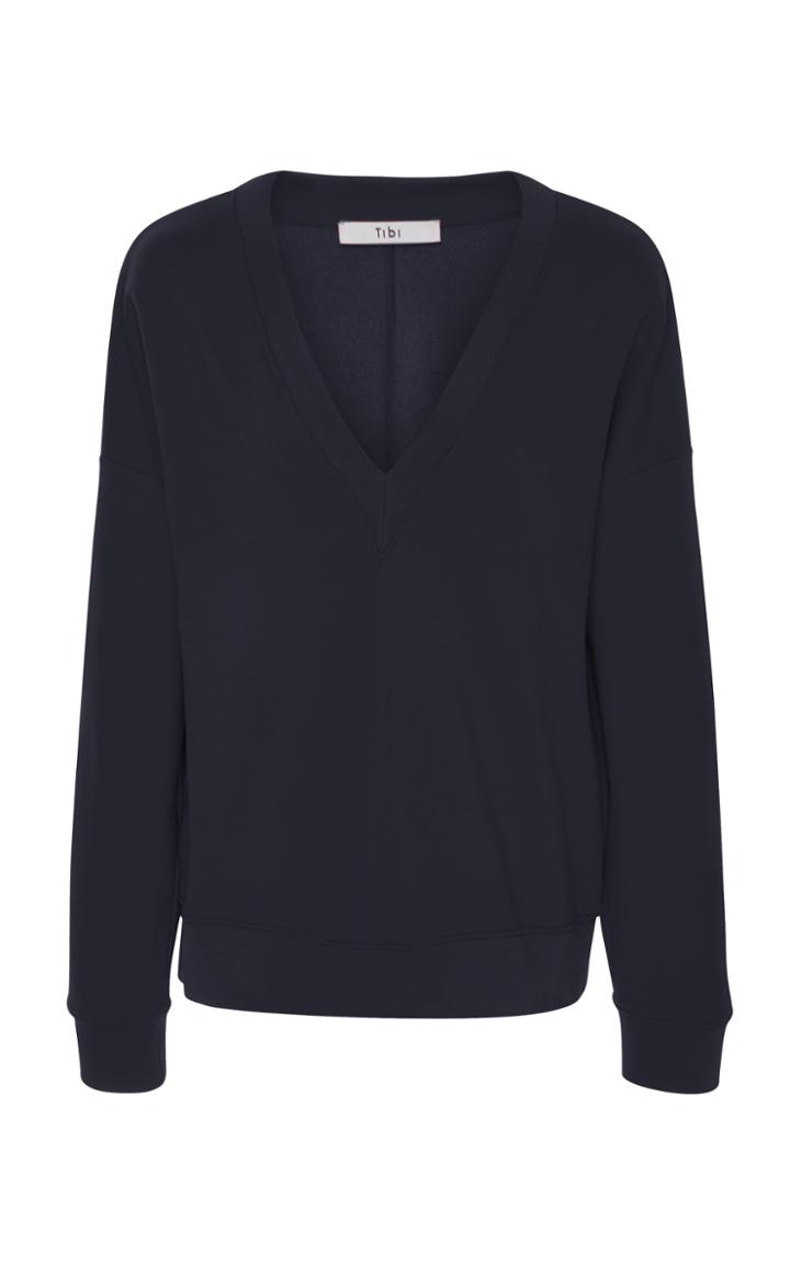 Tibi V-neck Draped Back Sweatshirt
