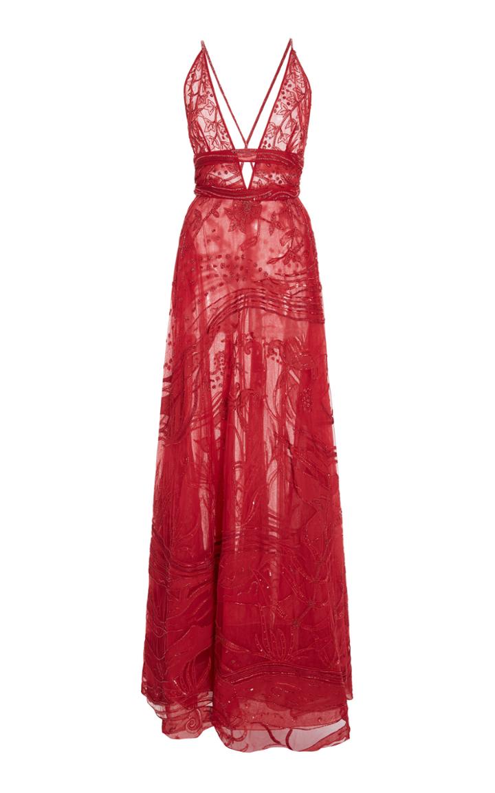 Zuhair Murad Fresque Embellished Silk-organza Gown