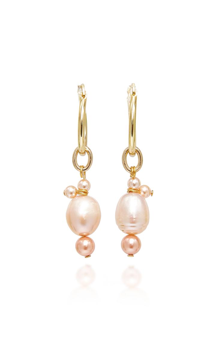 Mounser Formation 14k Gold Plated Freshwater Pearl Hoop Earrings