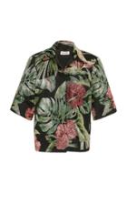 Richard Quinn Floral Beaded Satin Shirt