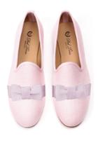 Del Toro Linen Bow Loafer In Pink