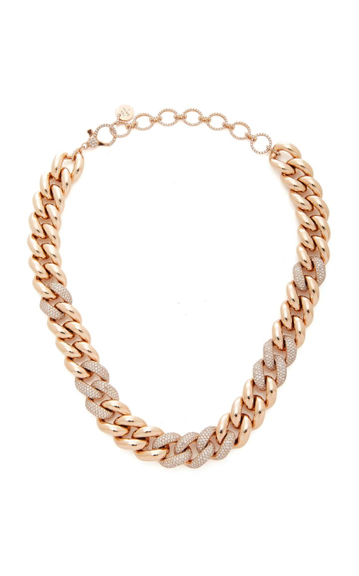 Moda Operandi Shay 18k Rose Gold Jumbo Link Necklace With Alternating Pave