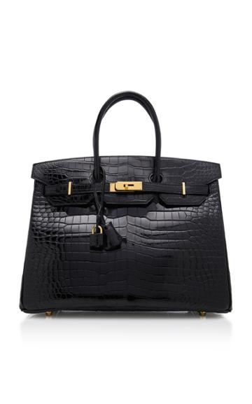 Hermes Vintage Hermes 35cm Black Porosus Crocodile Birkin