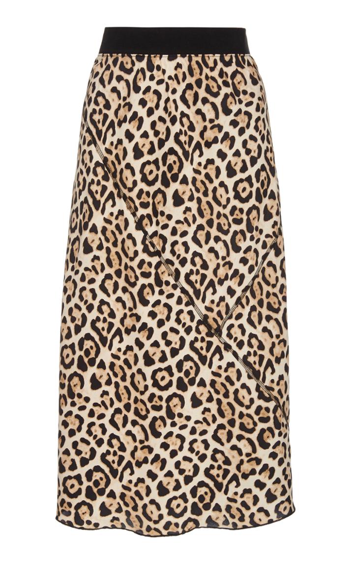 Atm Leopard Silk Pull On Skirt