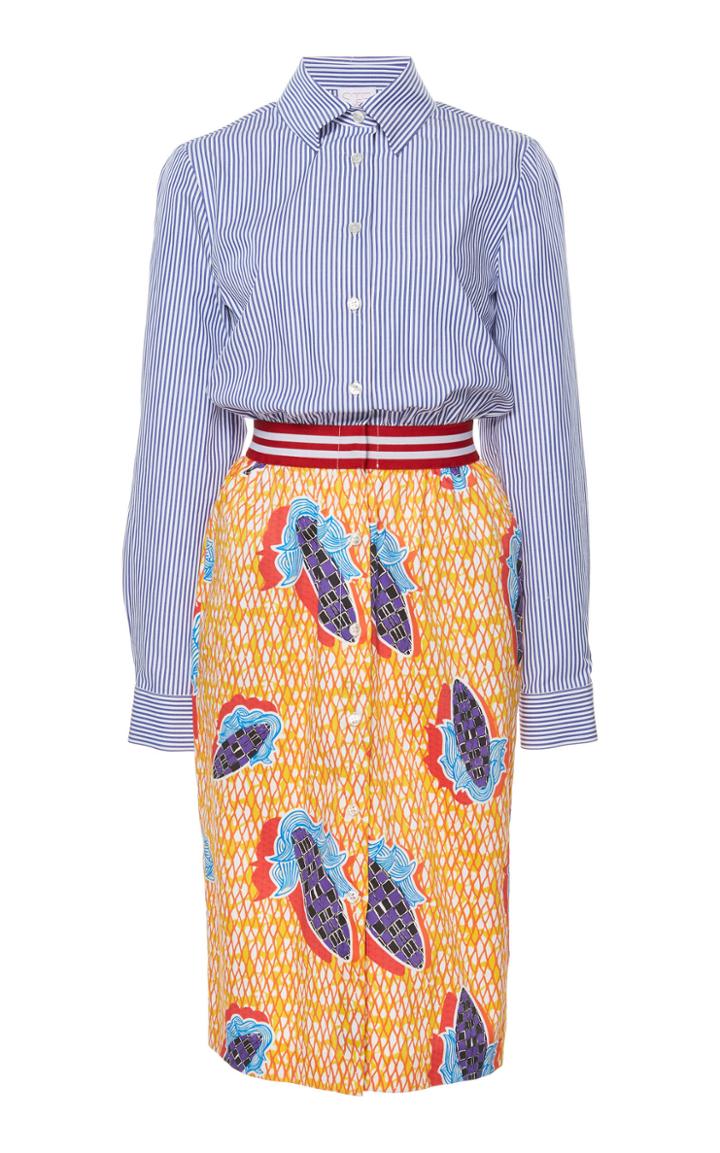 Stella Jean Cotton Blend Shirt Dress