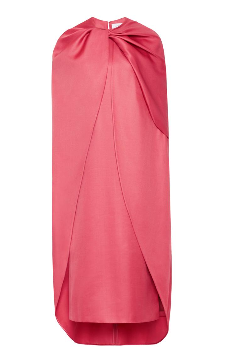 Marina Moscone Twisted Wool Blend Cape Dress