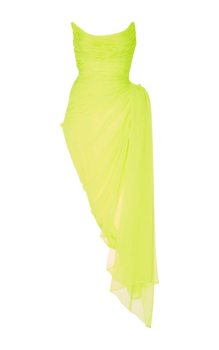 Oscar De La Renta Strapless Asymmetrical Cocktail Dress