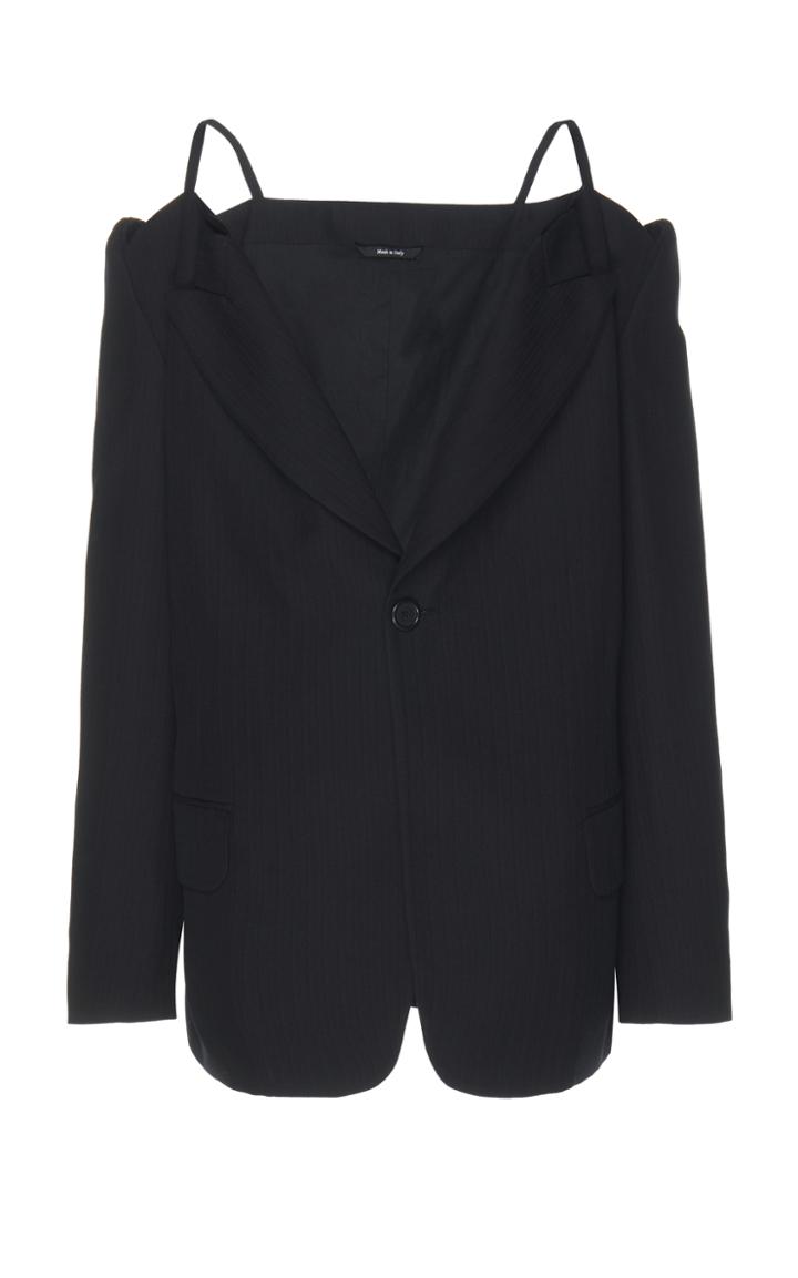 Maison Margiela Wool Stripe Off-the-shoulder Blazer