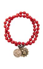 Miracle Icons Faceted Red Coral Double Wrap Bracelet