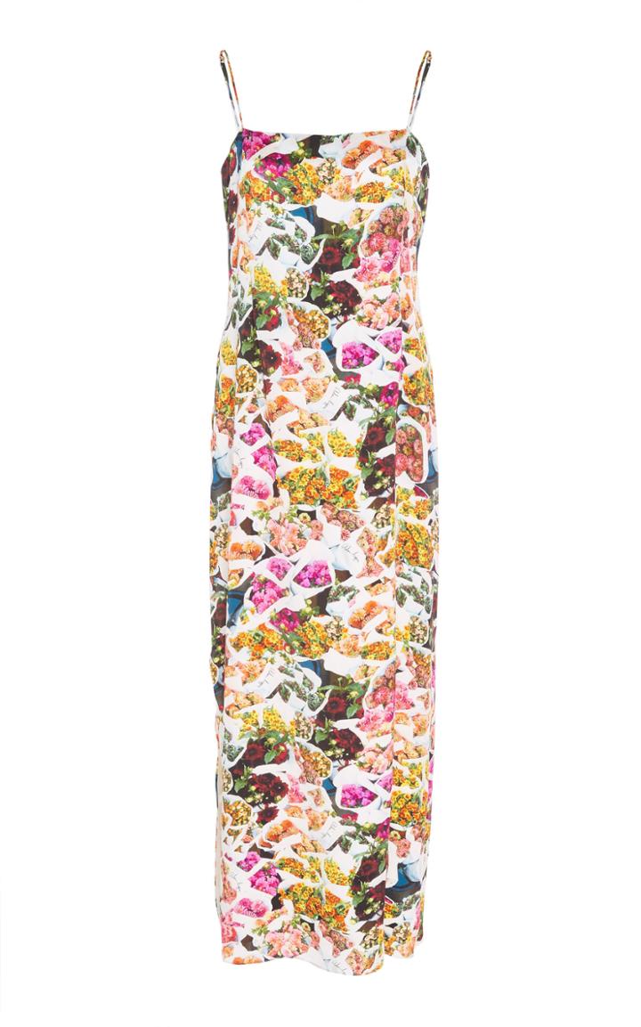 Adam Lippes Floral Satin Chiffon Cami Dress