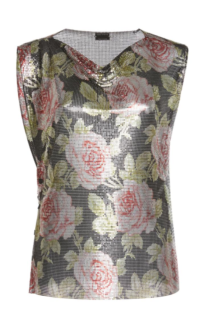 Paco Rabanne Metallic Floral Chain-link Top