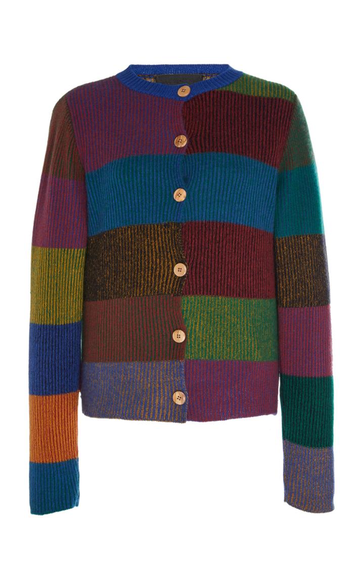 The Elder Statesman Pomona Striped Cashmere Henley Top