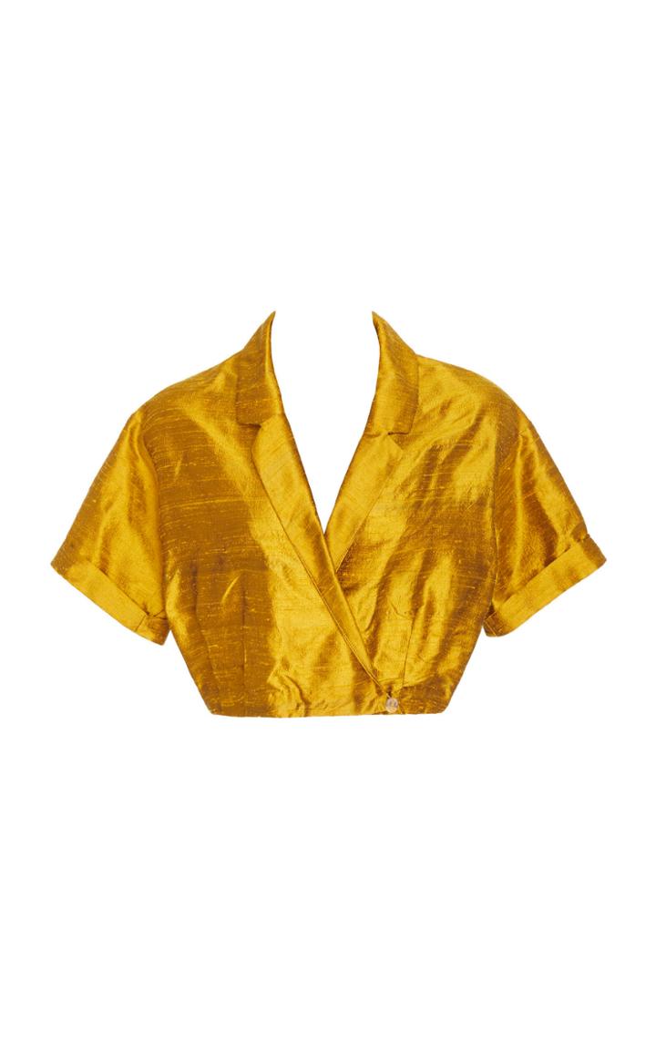 Christine Alcalay Notched Lapel Silk Top