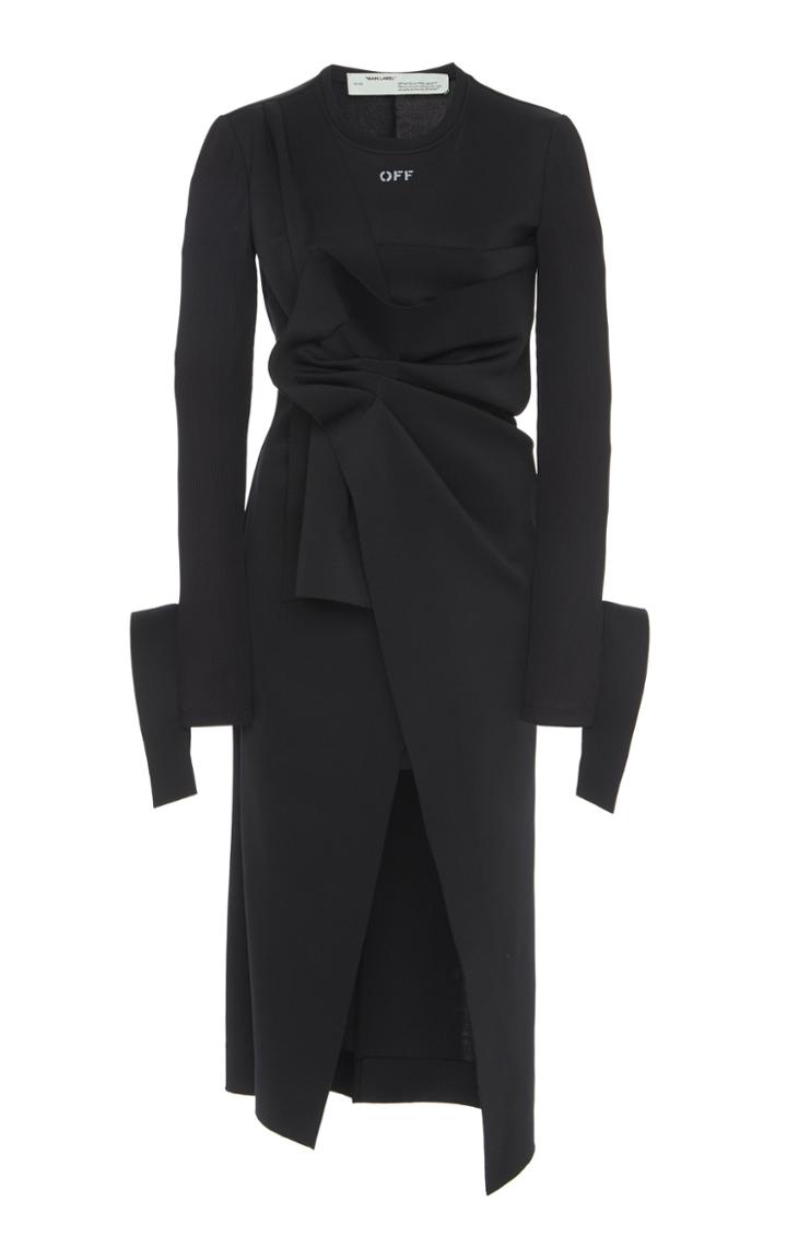 Off-white C/o Virgil Abloh Extended-cuff Off Logo Wrap Dress