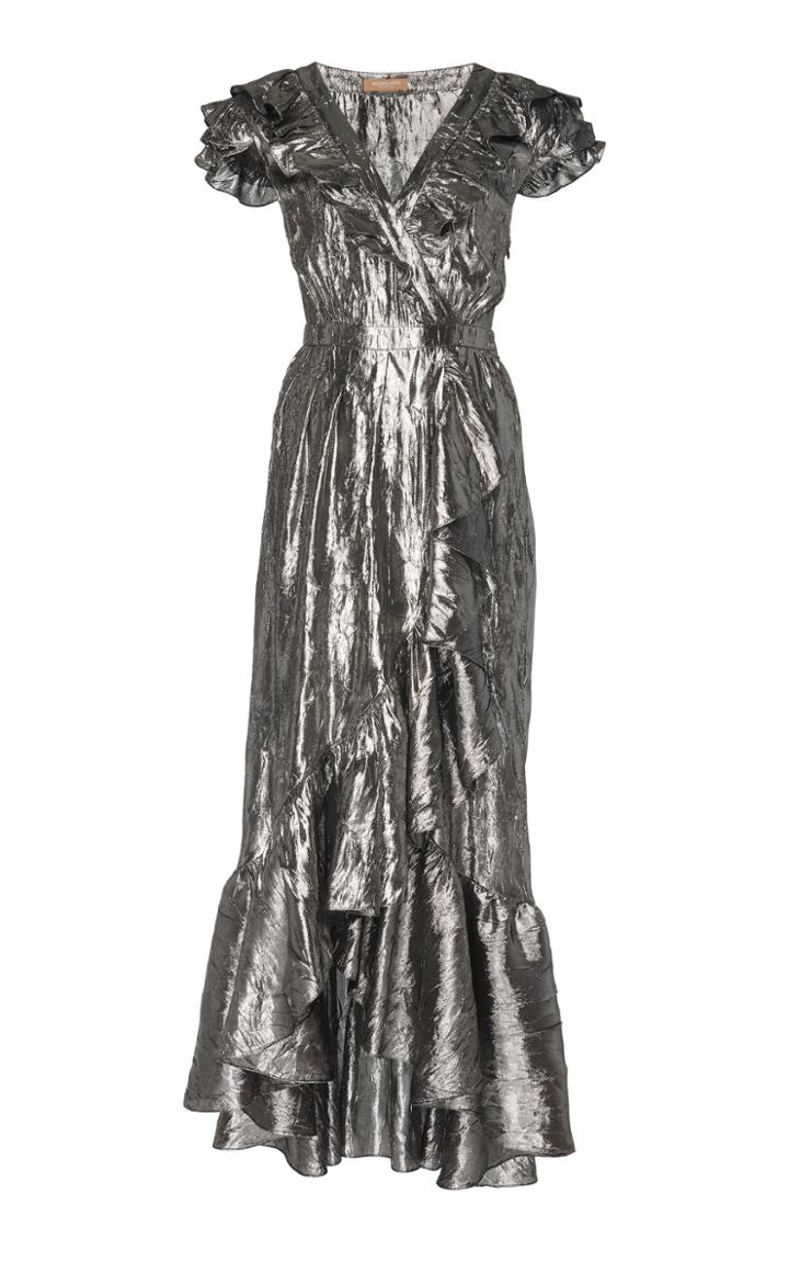 Michael Kors Collection Ruffle Wrap Dress With Sash