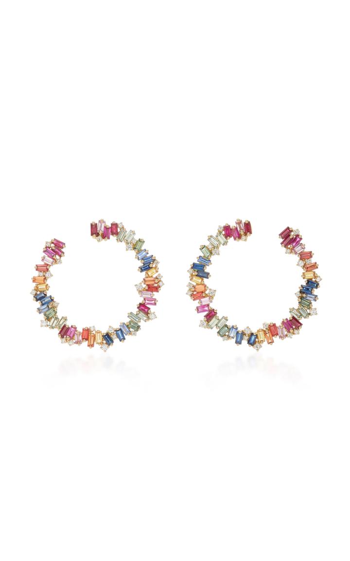 Suzanne Kalan Spiral Multi-color 18k Yellow-gold Hoops