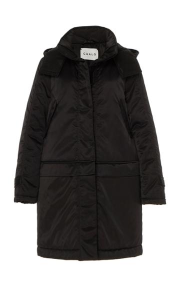 Caalo Convertible Down Hooded Satin Coat