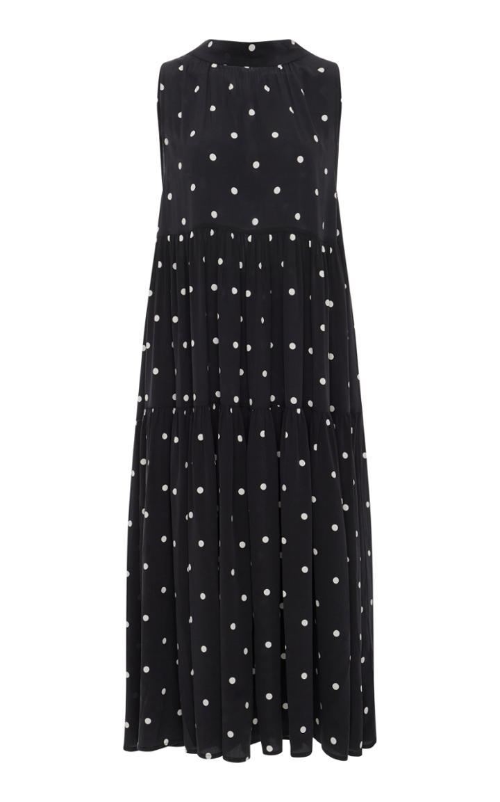 Asceno Polka Long Neck Tie Dress