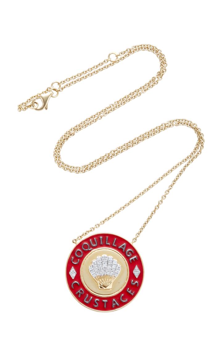 Yvonne Leon Enamel Crustaceans 18k Gold Diamond Necklace