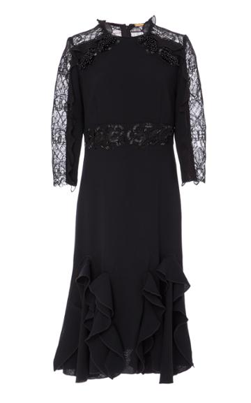 Amelia Toro Bread Embroidered Wool And Lace Dress