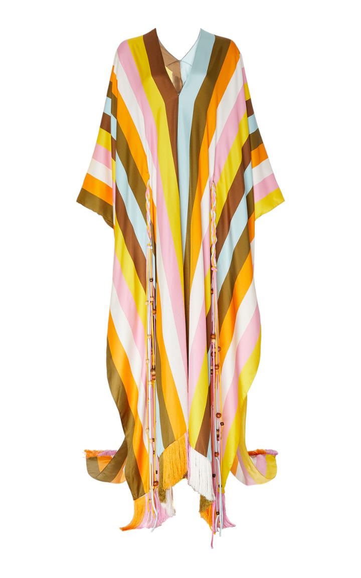 Oscar De La Renta Striped Silk-twill Caftan