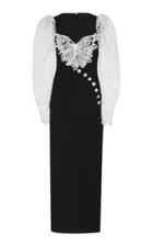 Alessandra Rich Crepe Wool And Embroidered Organza Heart Dress
