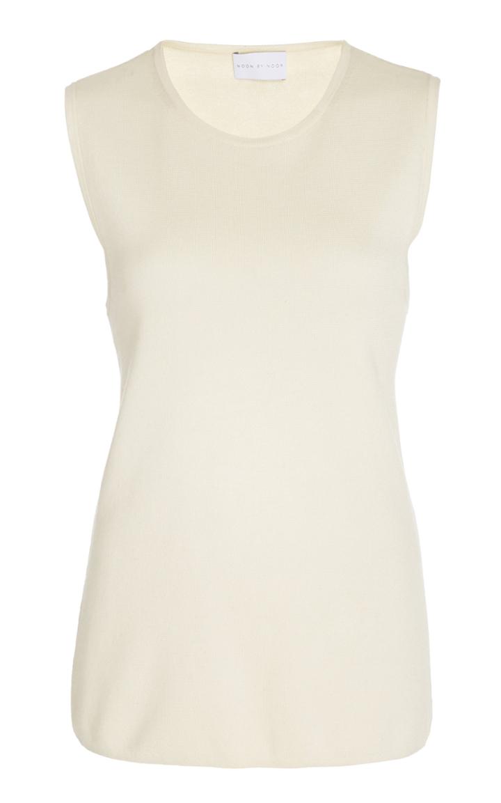 Noon By Noor Lafayette Cutout Draped-back Waffle-knit Tank Top