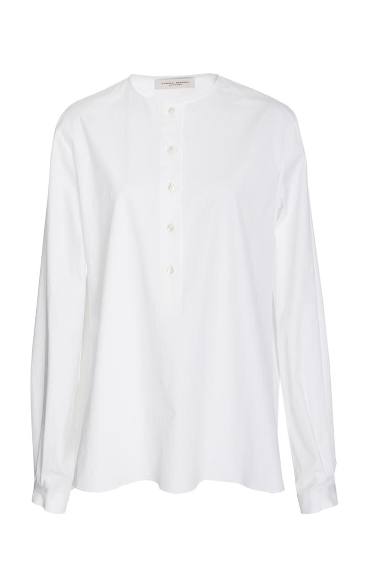Carolina Herrera Long Sleeve Henley Blouse