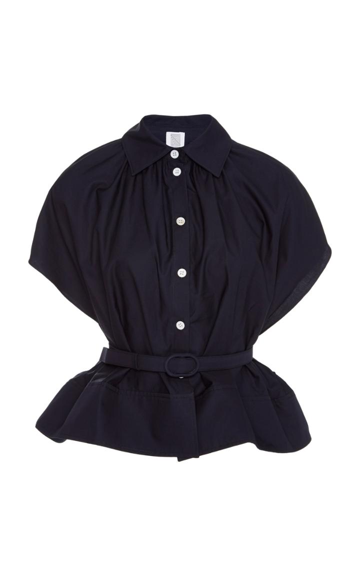 Rosie Assoulin Exclusive Belted Cotton-blend Poplin Shirt
